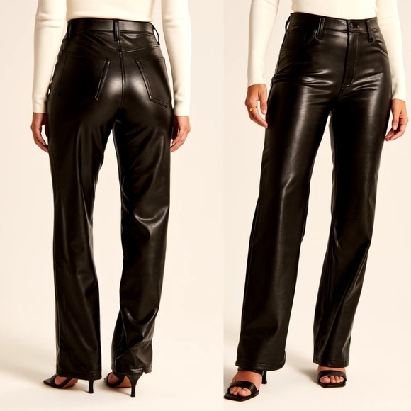 Abercrombie & Fitch Pants - Abercrombie & Fitch Curve Love Vegan Leather 90s Relaxed Pant size 6/28S short
